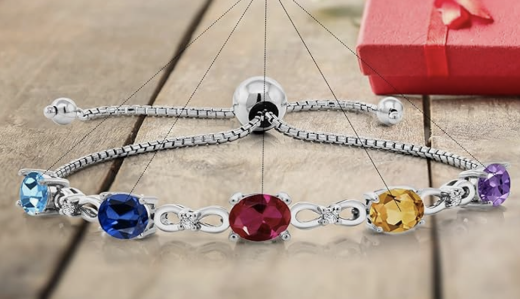 sterling silver personalized tennis bracelet with birthstones, personalized gifts for grandma